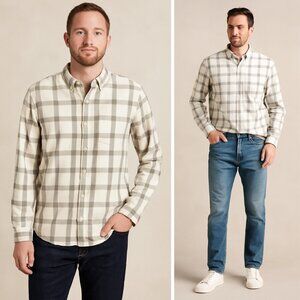 J. Crew Factory Cotton Plaid Button Down Shirt
